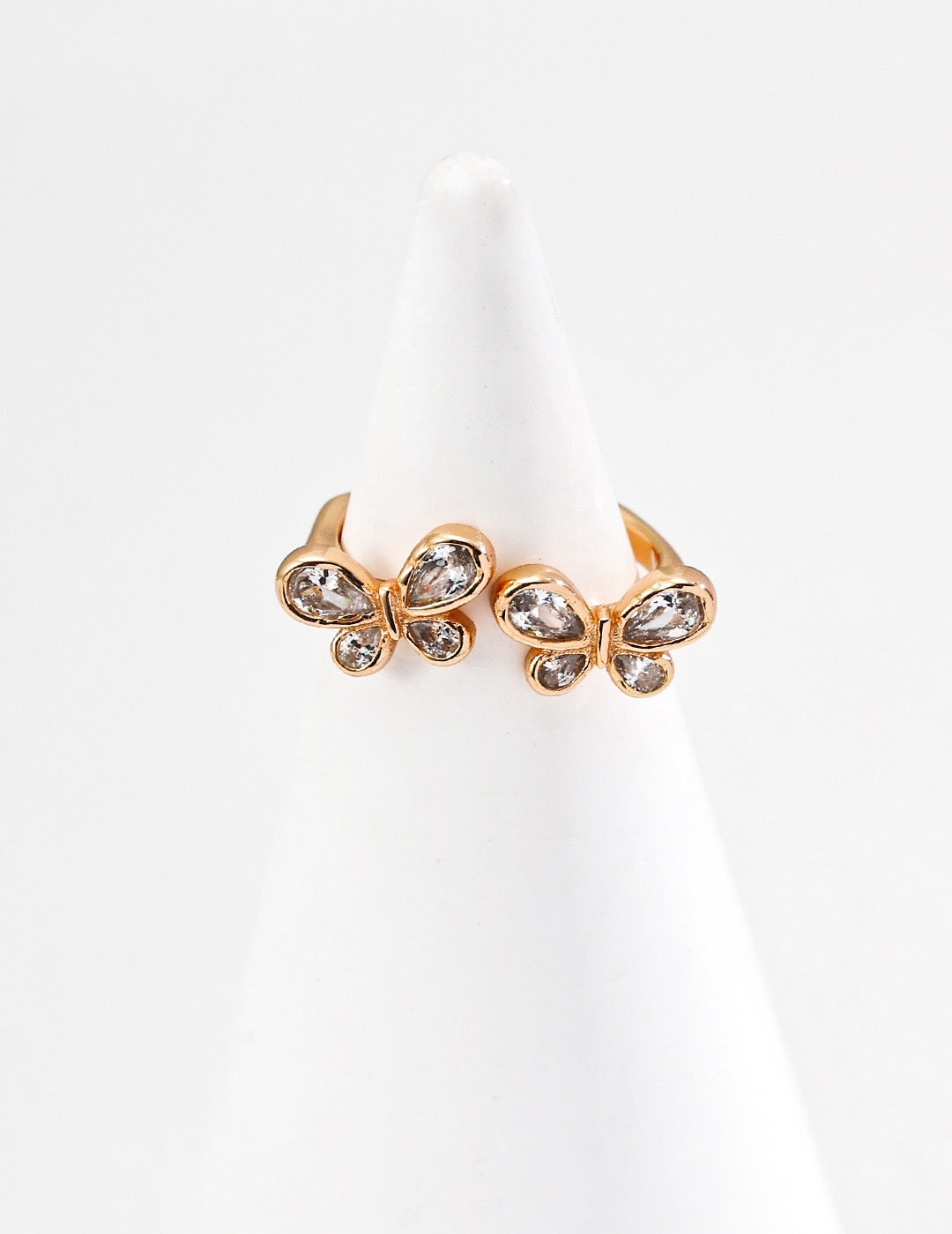 Butterfly Crystal Ring – 18K Gold Plated S925 Sterling Silver Vintage Style