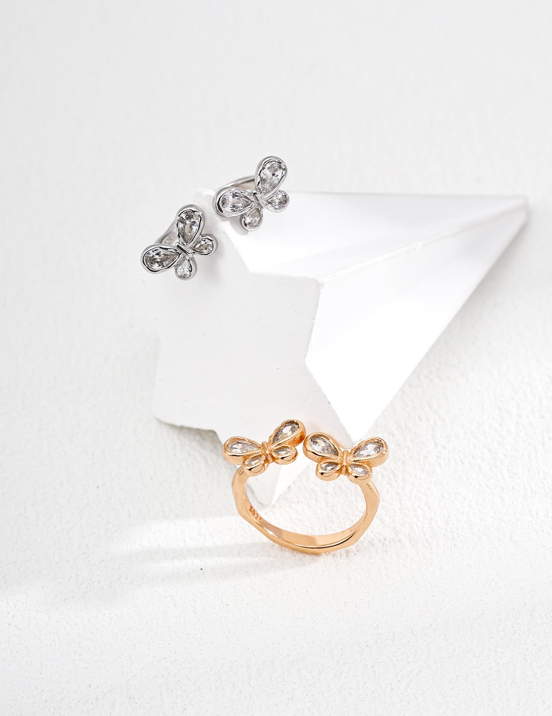 Butterfly Crystal Ring – 18K Gold Plated S925 Sterling Silver Vintage Style