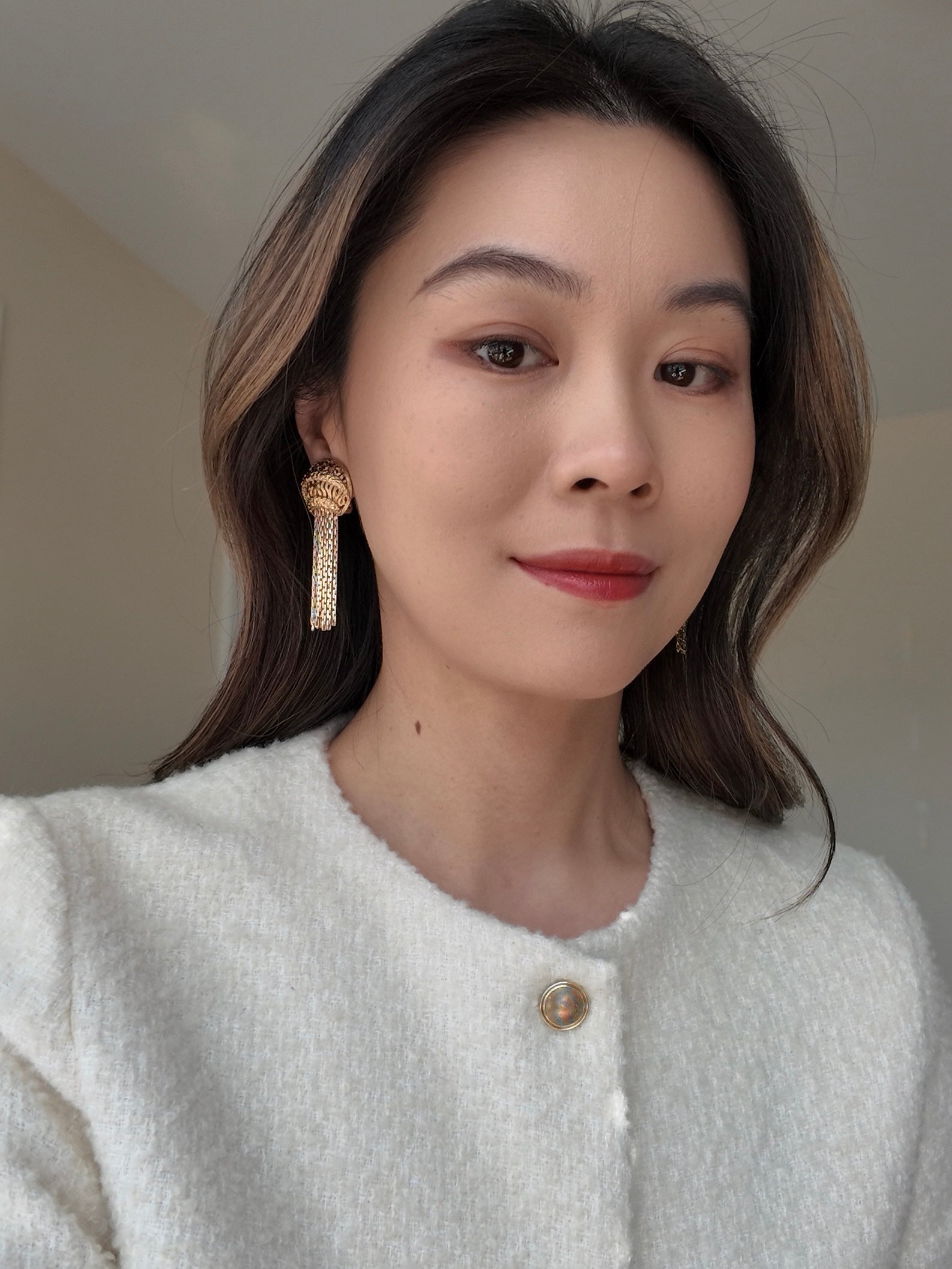 Monet Tassel Clip Earrings – Gold Statement