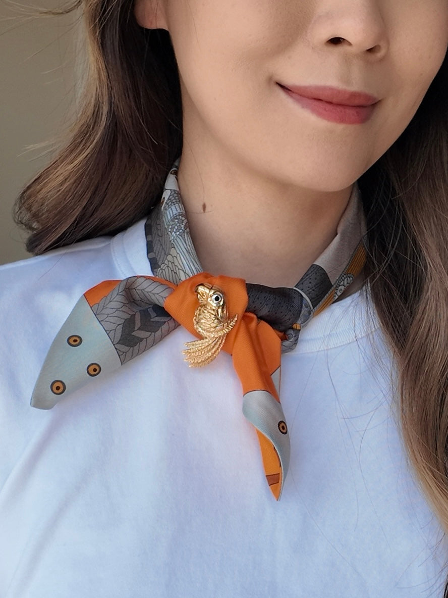 d'Orlan Vintage Parrot Brooch – 22K Gold Plated Statement Style