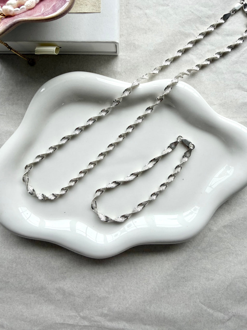 Minimalist Chain Necklace & Bracelet – S925 Sterling Silver