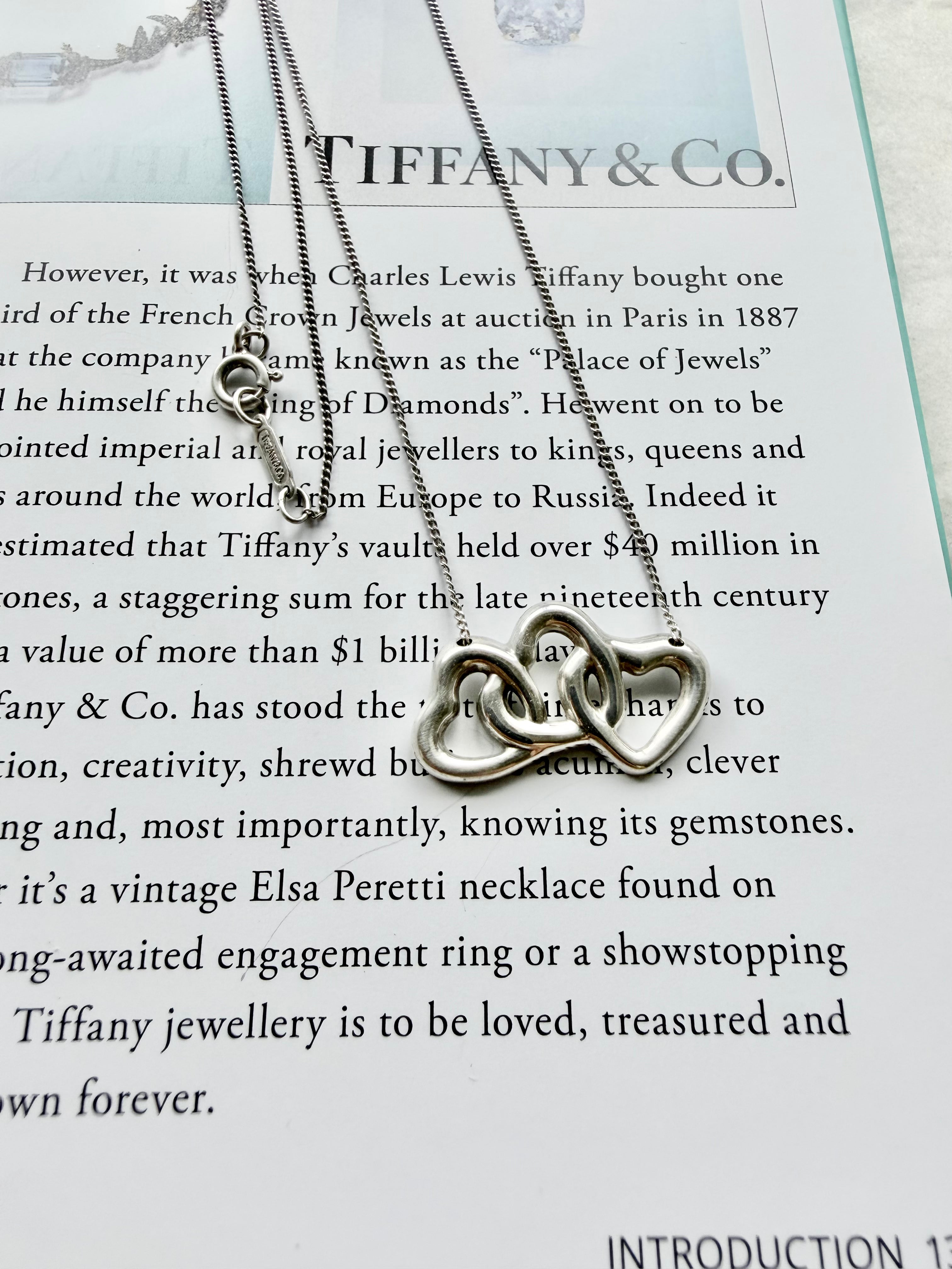 Tiffany & Co. Vintage Sterling Silver Elsa Peretti Triple Hearts Necklace