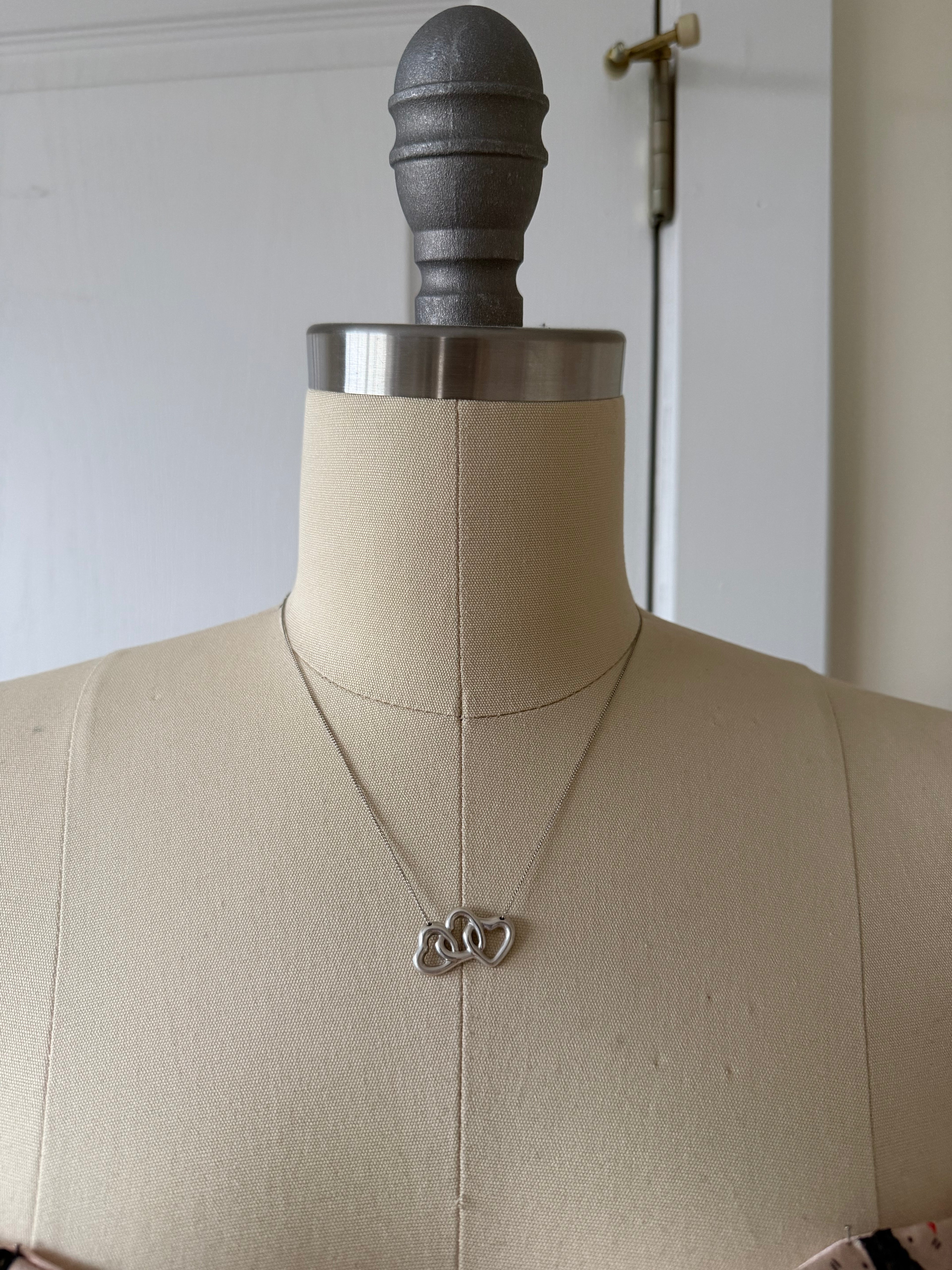 Tiffany & Co. Vintage Sterling Silver Elsa Peretti Triple Hearts Necklace