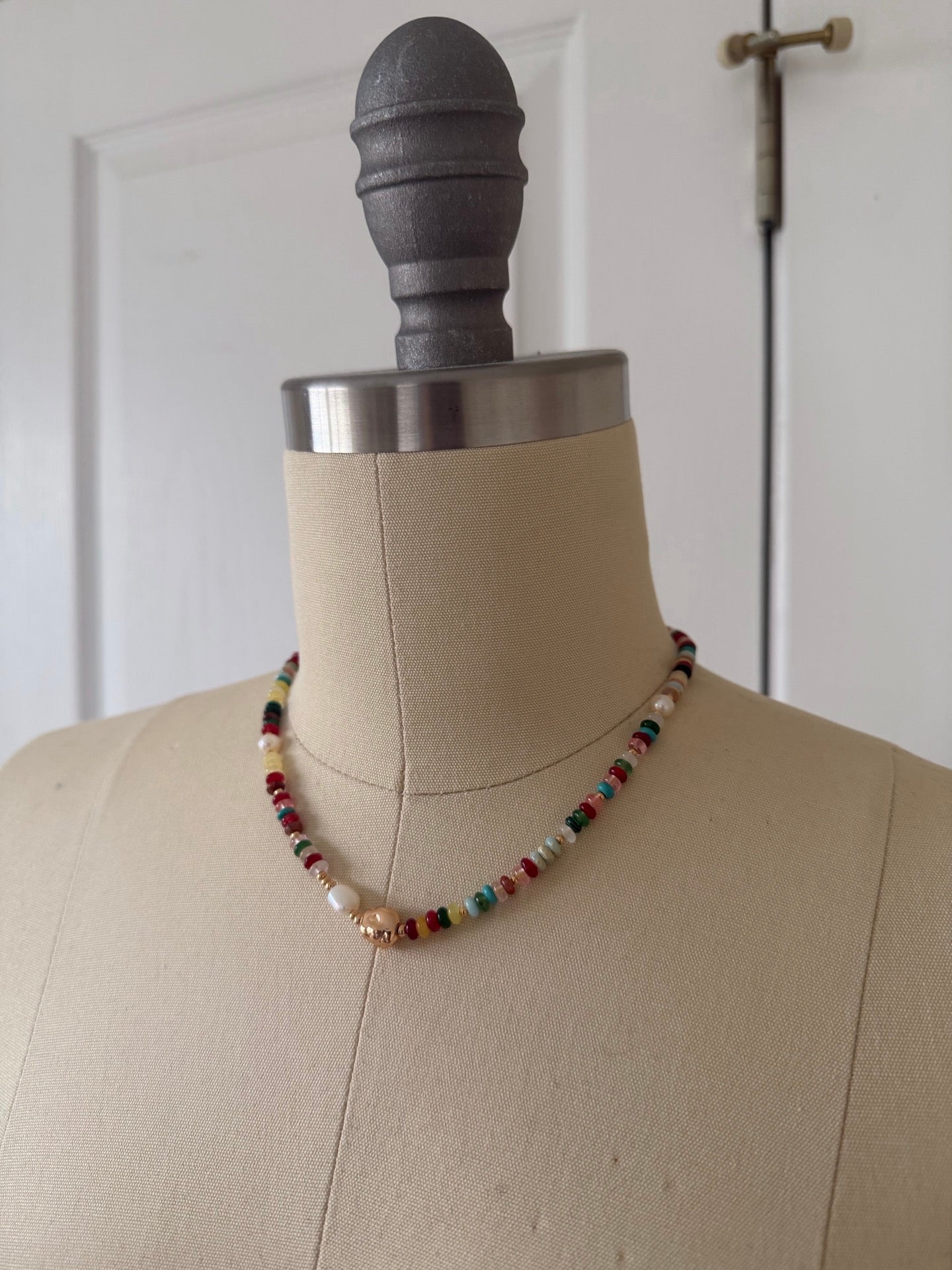Natural Colorful Gemstone & Freshwater Pearl Necklace / Bracelet – 18K Gold Plated S925 Sterling Silver Summer Jewelry