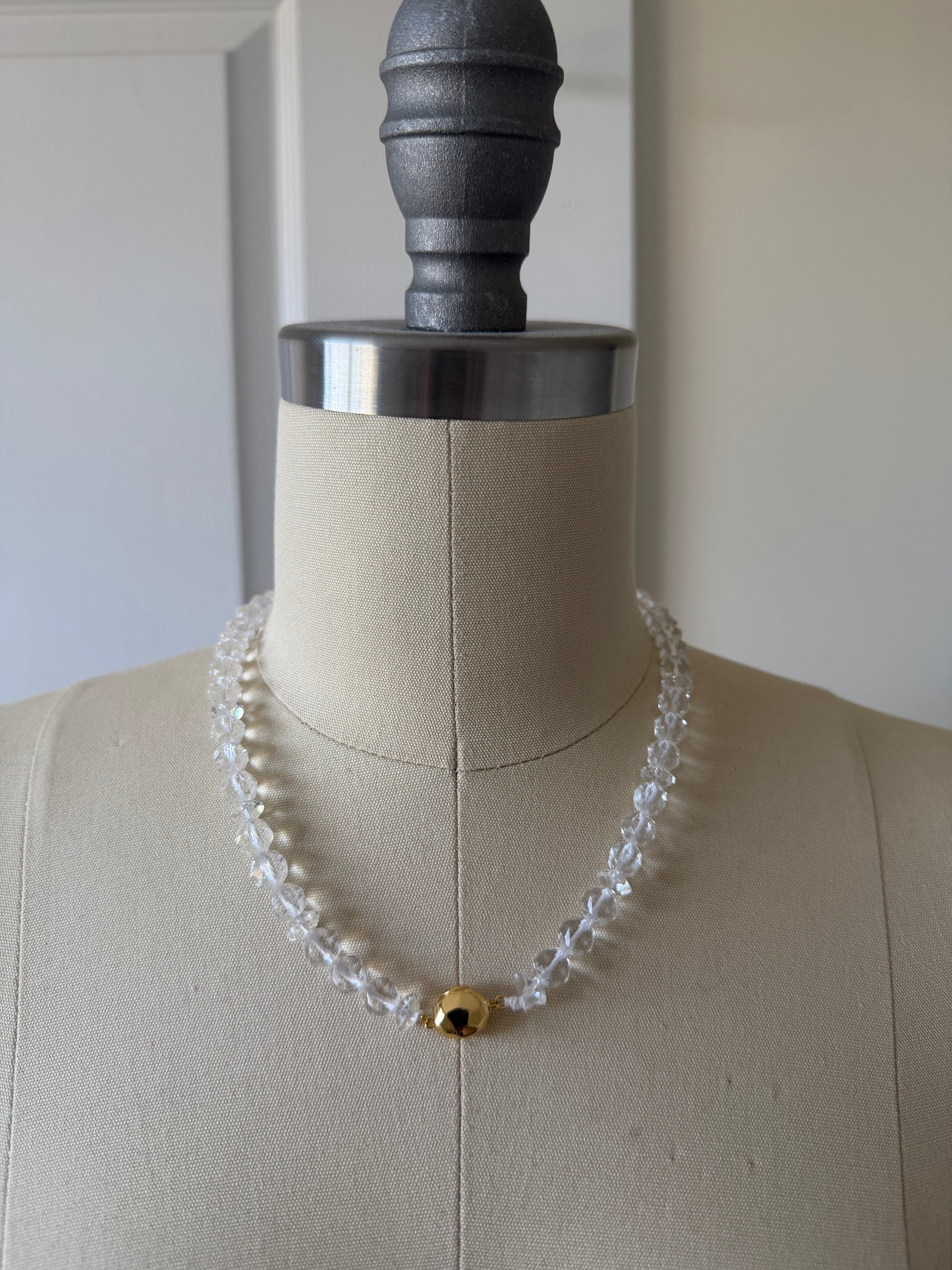 Faceted Crystal Necklace – 18K Gold Plated S925 Sterling Silver with Amazonite