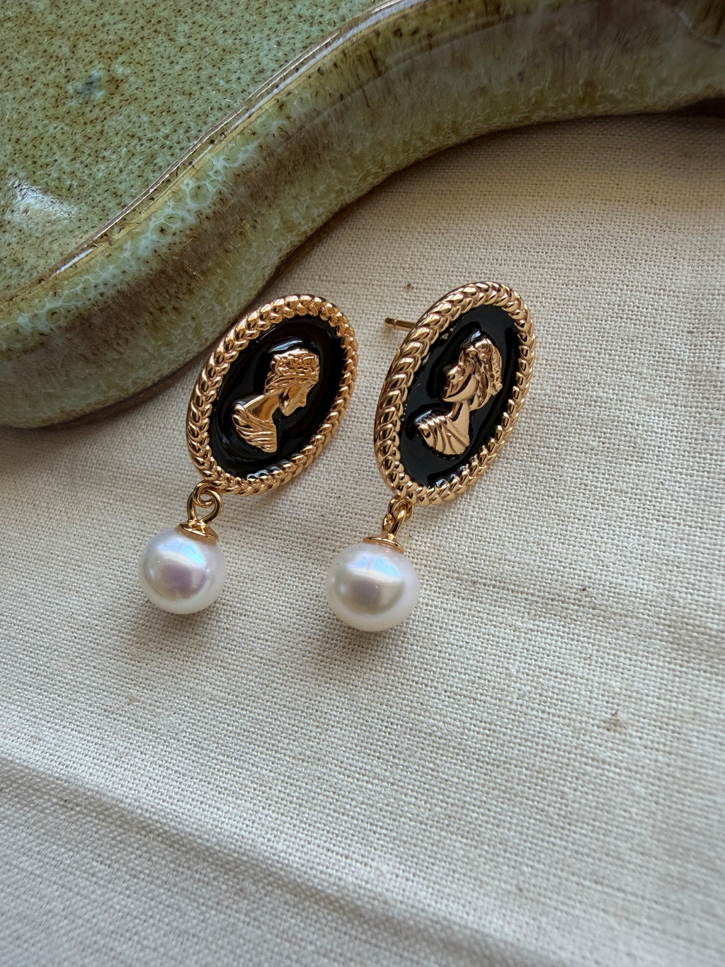 Black Agate Pearl Jewelry Set – 18K Gold Plated S925 Sterling Silver Vintage Style
