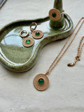 Woven Straw Hat Jewelry Set – 18K Gold Plated S925 Silver with Green Chalcedony