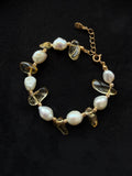 Freeform Citrine & Baroque Pearl Bracelet – 18K Gold Plated S925 Silver