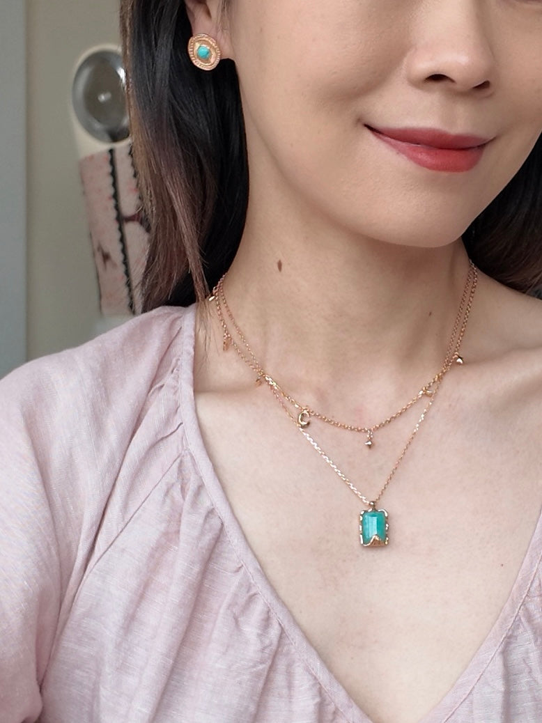 Robin Egg Blue Amazonite Pendant Necklace – 18K Gold Plated S925 Silver