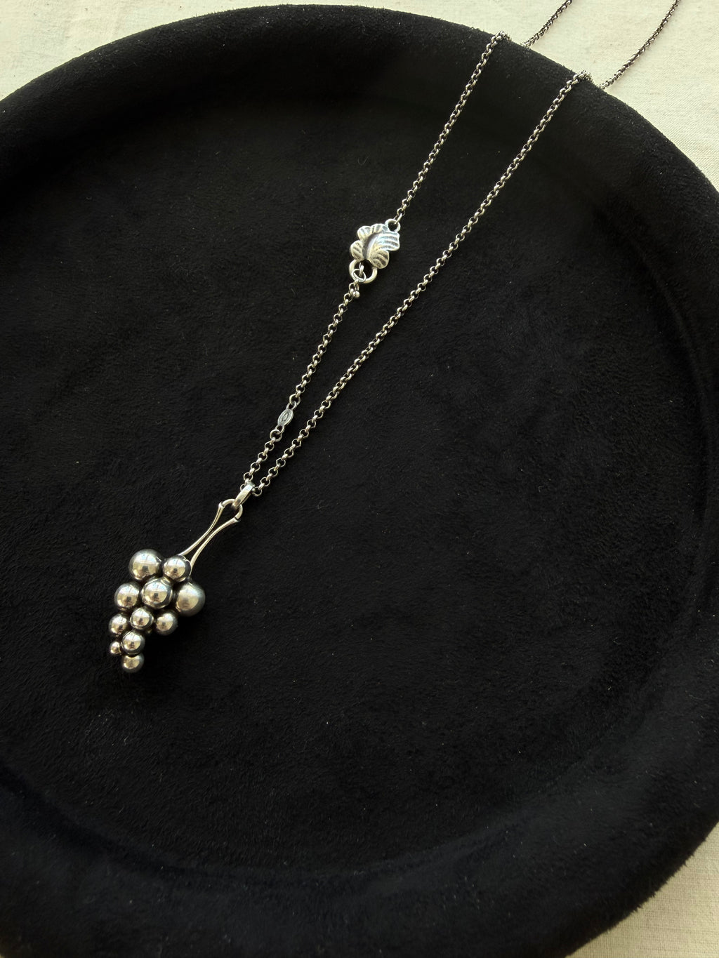 Georg Jensen Moonlight Grapes Pendant Necklace – Vintage Sterling Silver Grape Pendant