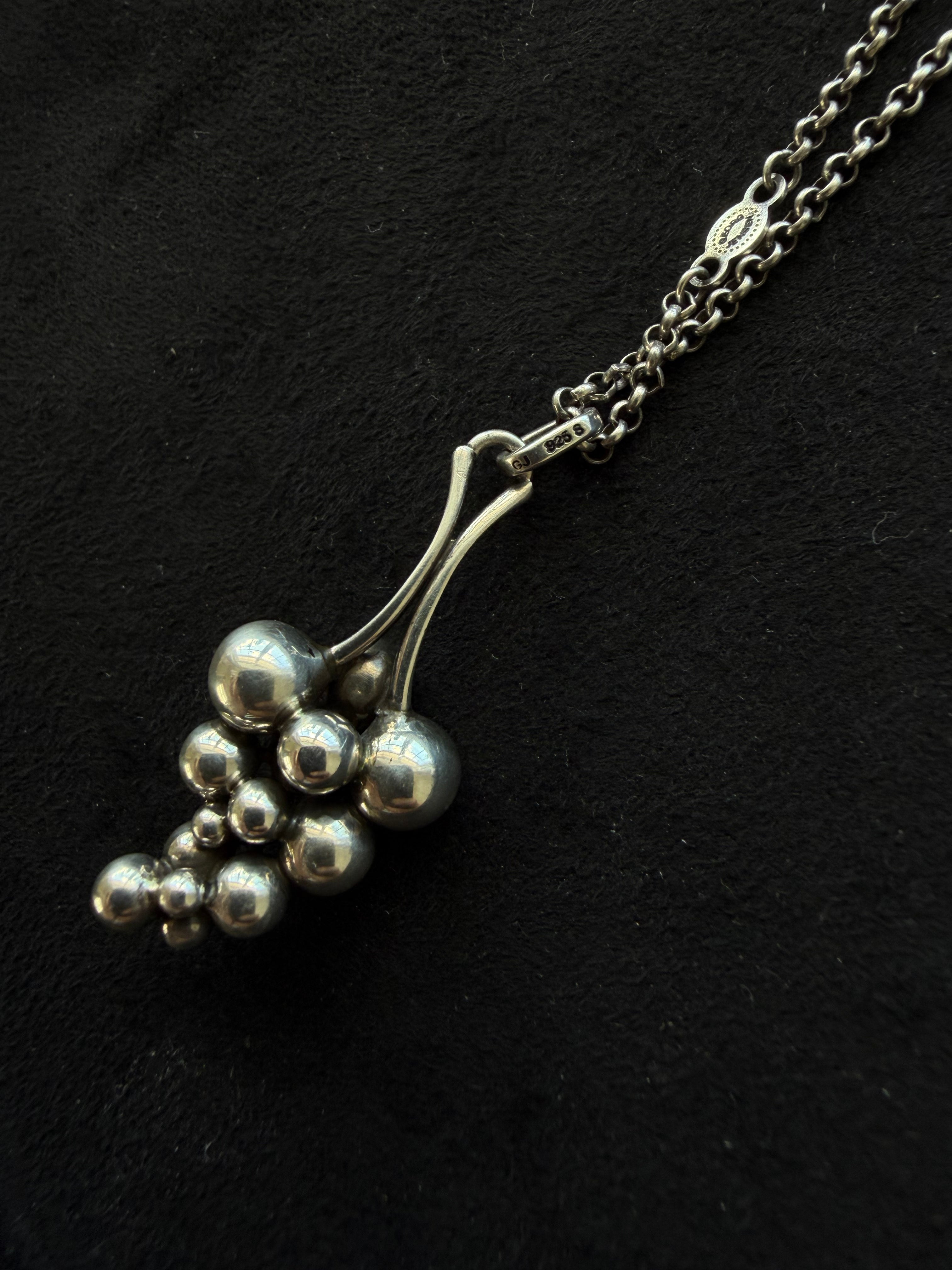 Georg Jensen Moonlight Grapes Pendant Necklace – Vintage Sterling Silver Grape Pendant