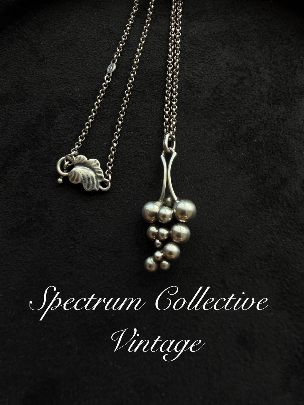 Georg Jensen Moonlight Grapes Pendant Necklace – Vintage Sterling Silver Grape Pendant