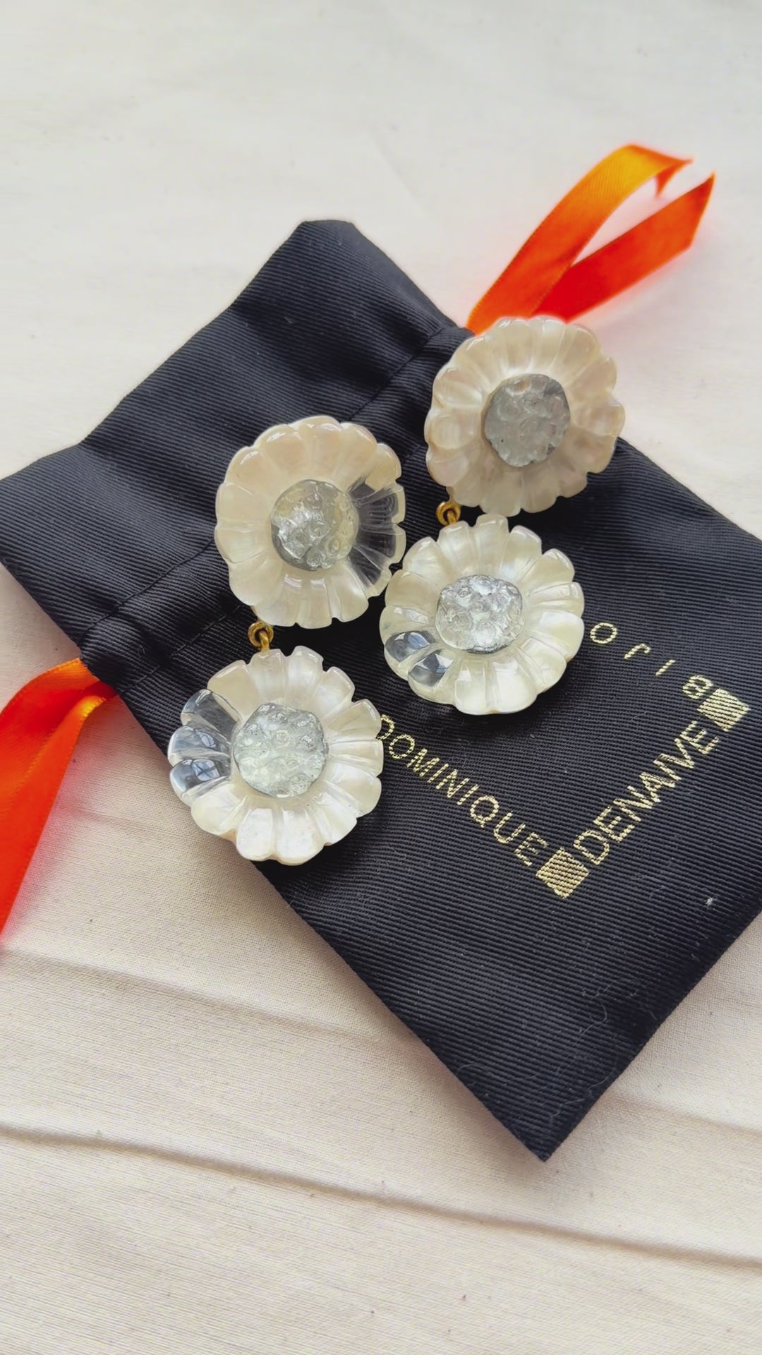 Dominique Denaive Daisy Resin Clip-On Earrings – Vintage French Designer Jewelry