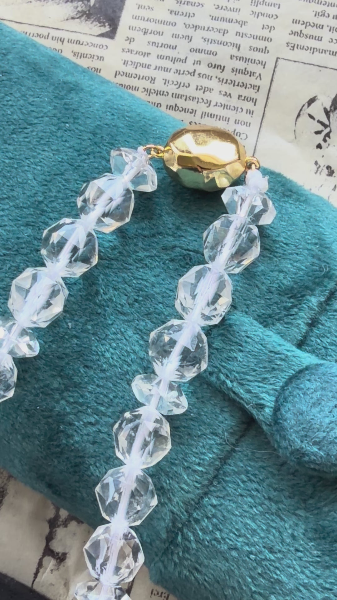 Faceted Crystal Necklace – 18K Gold Plated S925 Sterling Silver with Amazonite