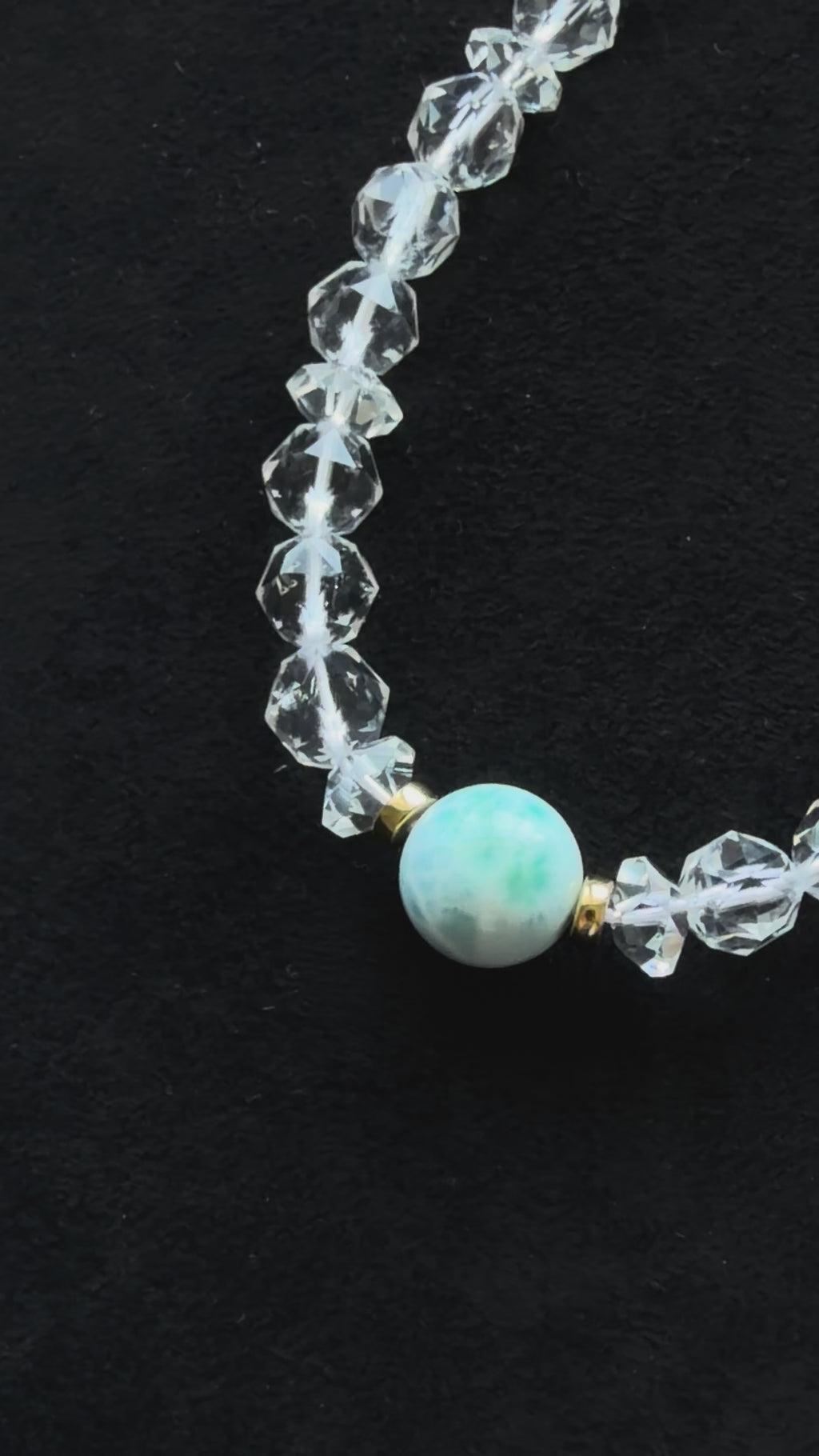 Faceted Crystal Necklace – 18K Gold Plated S925 Sterling Silver with Amazonite