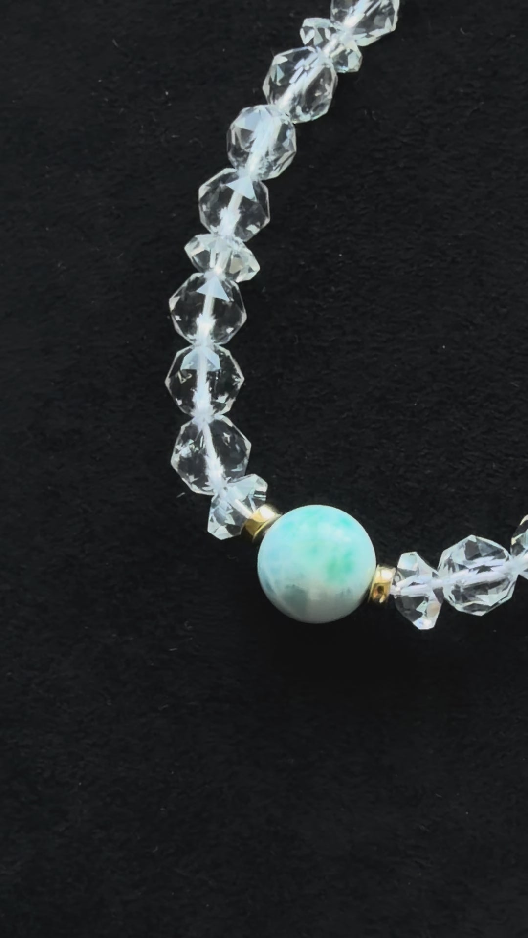 Faceted Crystal Necklace – 18K Gold Plated S925 Sterling Silver with Amazonite